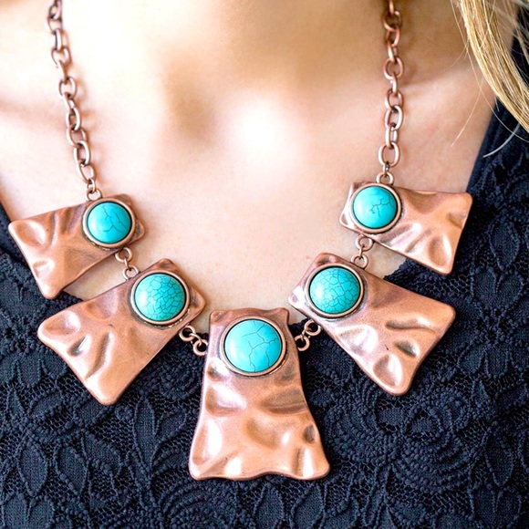 paparazzi Jewelry - Cougar - Copper/Turquoise Necklace